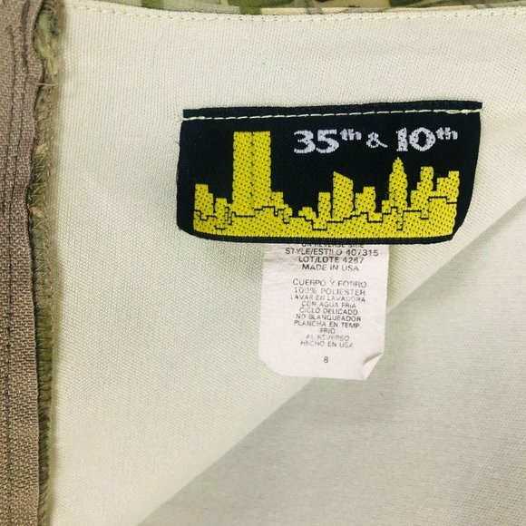 Vtg 70s 80s 35th & 10th A-line Skirt Sz 8 Geometric Green Squares Chiffon Layers - Picture 6 of 7